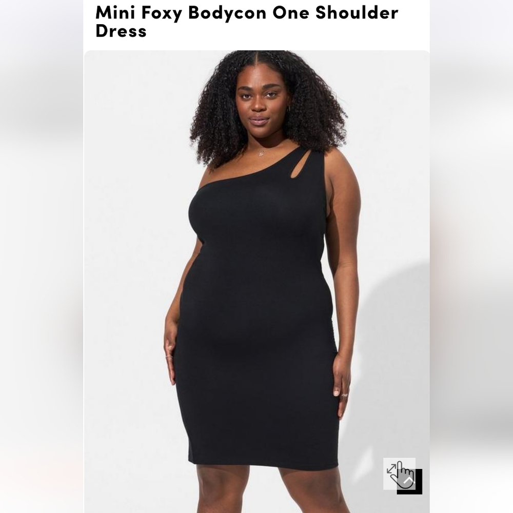 NWT Torrid Size 1 black mini bodycon dress with single shoulder strap